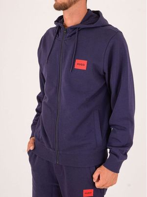 2. Felpa con Cappuccio Uomo HUGO in Cotone con Zip e Logo Patch Viola Hugo 50447972