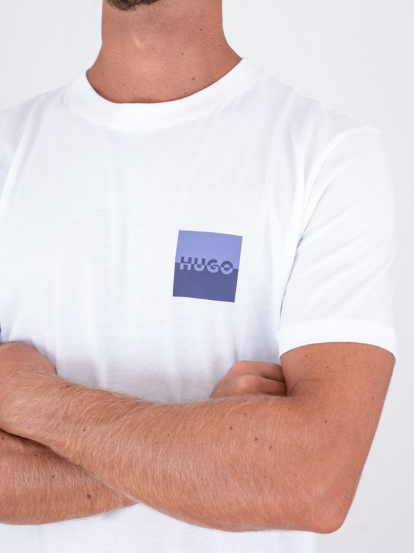 HUGO Maglietta Uomo Con Logo Sul Petto – Dapusi, Colore Bianco, Vestibilità Regolare