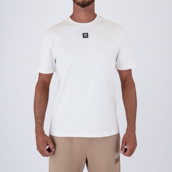 1. HUGO Men's Cotton T-Shirt with Minimal Patch Logo Design White Hugo 50505201
