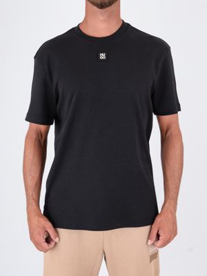 HUGO Men's Cotton T-Shirt with Minimal Patch Logo Design Black Hugo