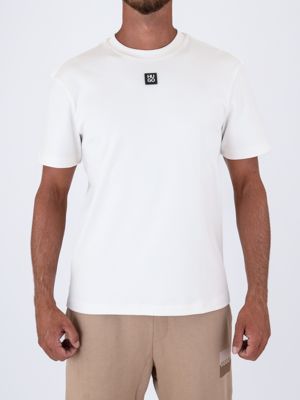 T-shirt Uomo HUGO in Cotone con Logo in Patch Design Minimal Bianco Hugo