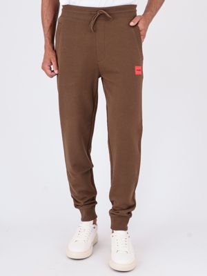 Pantalon de survêtement en coton HUGO pour homme avec ourlet élastique Brun Hugo
