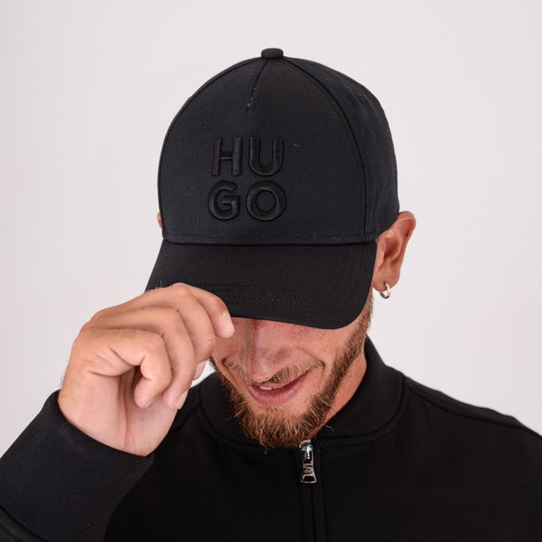 1. Casquette en sergé de coton pour homme HUGO avec logo brodé et fermeture à pression Noir Hugo 50533409