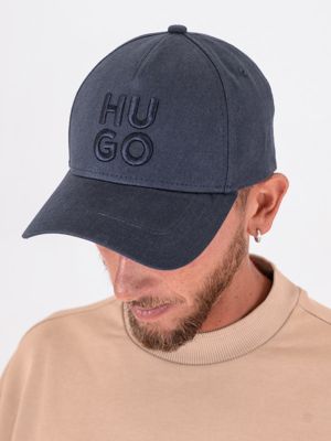 HUGO Men's Cotton Twill Cap with Embroidered Logo and Snap Closure Blue Hugo