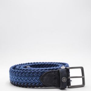 Paul&Shark Belt in Woven Elastic Fabric with Trim Blue PAUL & SHARK