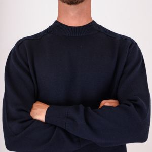 4. Paul&Shark Men's Crew Neck Wool Sweater with Ribbed Details Blue PAUL & SHARK 15311036
