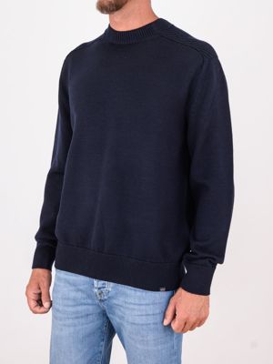 2. Paul&Shark Men's Crew Neck Wool Sweater with Ribbed Details Blue PAUL & SHARK 15311036
