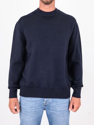 Pull ras du cou en laine pour homme Paul&Shark avec détails côtelés Bleu PAUL & SHARK