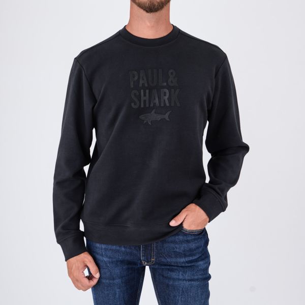 1. Sweat-shirt en coton pour homme Paul&Shark avec logo imprimé Noir PAUL & SHARK 15311839