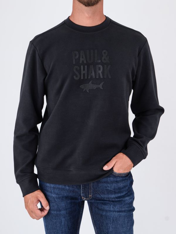1. Sweat-shirt en coton pour homme Paul&Shark avec logo imprimé Noir PAUL & SHARK 15311839