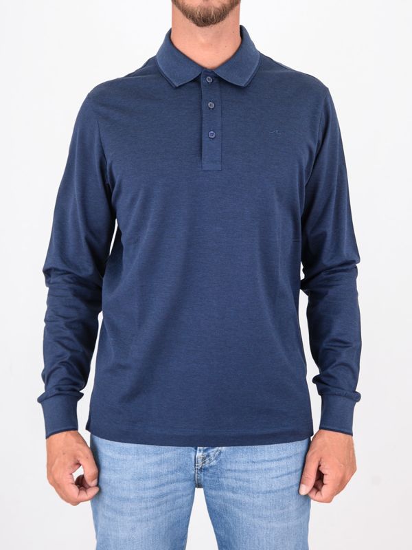 1. Paul&Shark Men's Long-Sleeved Polo Shirt with Contrasting Details Blue PAUL & SHARK 15311705