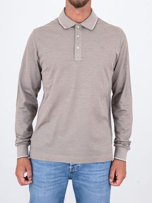 Polo Uomo Paul&Shark a Maniche Lunghe con Dettagli a Contrasto Beige PAUL & SHARK