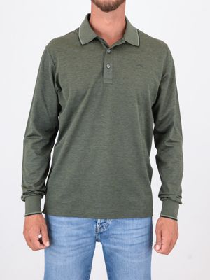 Polo Uomo Paul&Shark a Maniche Lunghe con Dettagli a Contrasto Verde PAUL & SHARK