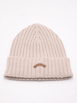 Paul&Shark Men's Wool Hat with Cuff and Sewn-On Logo Beige PAUL & SHARK