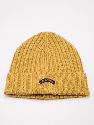 Cappello Paul&Shark da Uomo in Lana con Risvolto e Logo Cucito Senape PAUL & SHARK