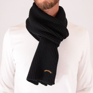 1. Paul&Shark Men's Ribbed Wool Scarf with Stitched Logo Black PAUL & SHARK 14317050