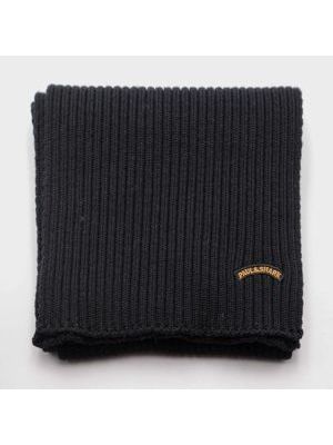 2. Paul&Shark Men's Ribbed Wool Scarf with Stitched Logo Black PAUL & SHARK 14317050