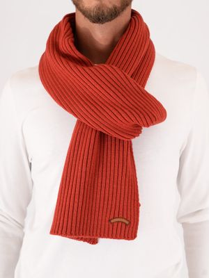 Paul&Shark Men's Ribbed Wool Scarf with Stitched Logo Red PAUL & SHARK