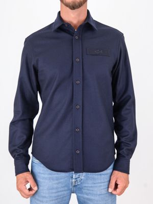 Paul&Shark Men's Slim Fit Wool Shirt Blue PAUL & SHARK