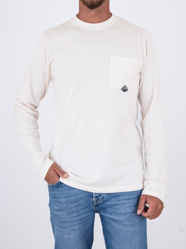 1. Roy Roger's Men's Long-Sleeved T-Shirt with Pocket Cream ROY ROGER'S rru689ca160111