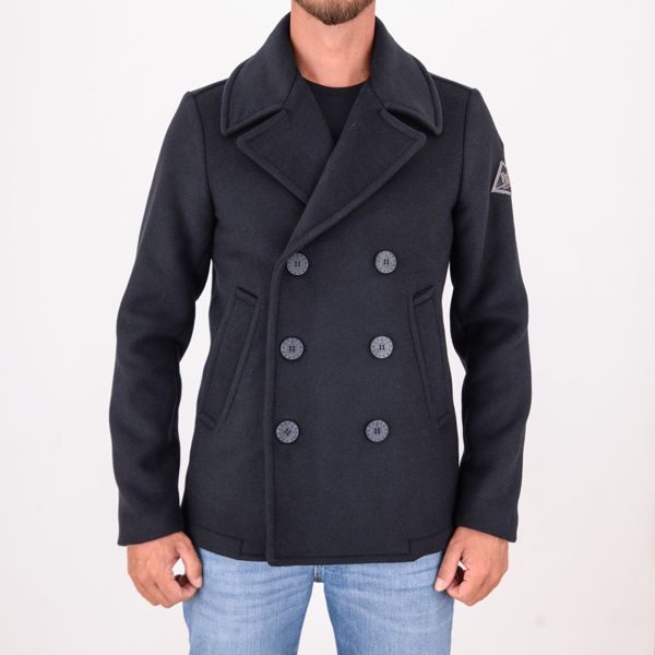 1. Roy Roger's Men's Double-Breasted Wool Short Coat Blue ROY ROGER'S rru90280t706xxxx