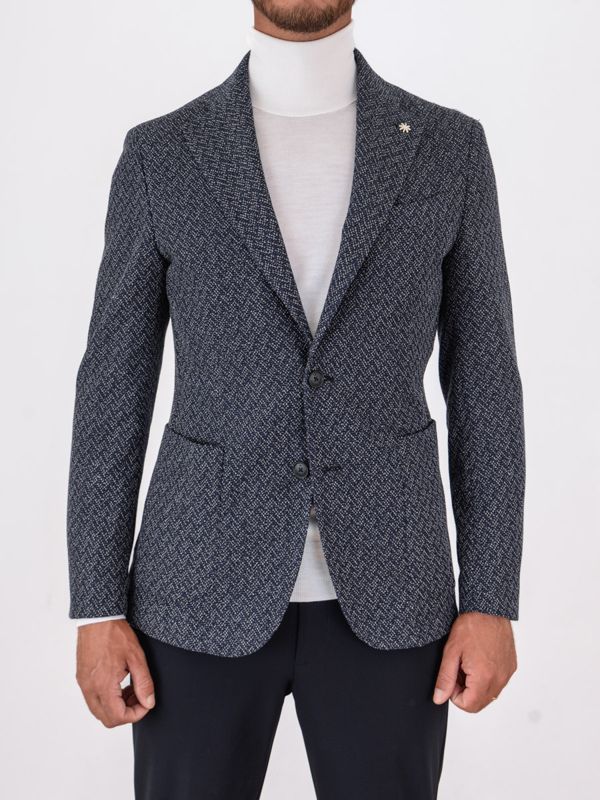 1. Veste slim fit pour homme Manuel Ritz en mélange de coton et tissu technique Bleu MANUEL RITZ 3932g2728m253675