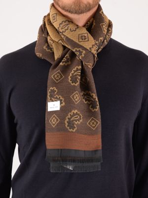 Manuel Ritz men's scarf in wool blend with paisley pattern Brown MANUEL RITZ