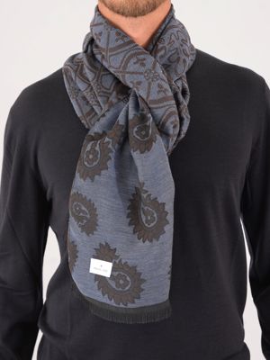 Manuel Ritz men's scarf with paisley pattern Blue MANUEL RITZ