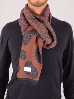 Manuel Ritz men's scarf with paisley pattern Rust MANUEL RITZ