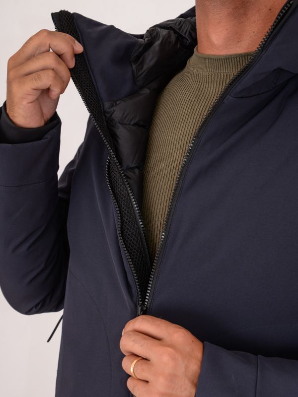 4. Peuterey men's short jacket in stretch canvas with Thermoplume padding Blue Peuterey peu556601192020