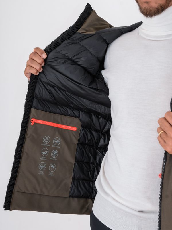 4. Peuterey men's short jacket in stretch canvas with Thermoplume padding Green Peuterey peu556601192020