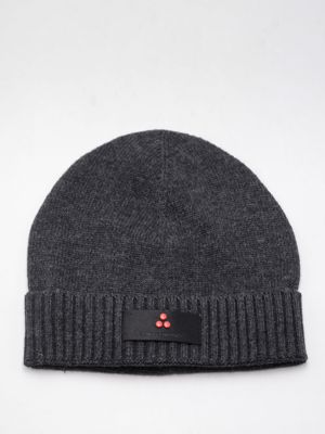 Cappello uomo Peuterey in misto lana e cashmere con risvolto a coste Grigio Peuterey