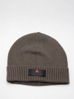 Cappello uomo Peuterey in misto lana e cashmere con risvolto a coste Verde Militare Peuterey
