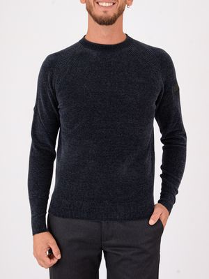 RRD Velvet Round Knit Men's Crew Neck Sweater Blue Black RRD