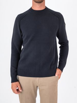 RRD Cotton Plain Round Knit Men's Crew Neck Sweater Blue Black RRD