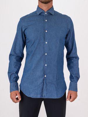 Camicia uomo Xacus in puro cotone slim fit Denim Xacus