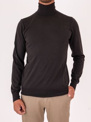 Paolo Pecora Milano Men's Turtleneck Sweater in Extra-Fine Wool, Slim Fit Brown Paolo Pecora Milano