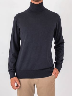 Pull col roulé homme Paolo Pecora Milano en laine extra-fine Bleu Paolo Pecora Milano
