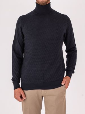 Pull col roulé homme Paolo Pecora Milano en laine tricotée Bleu Paolo Pecora Milano