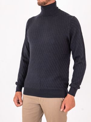 2. Pull col roulé homme Paolo Pecora Milano en laine tricotée Bleu Paolo Pecora Milano a034f009