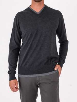 Paolo Pecora Milano men's V-neck wool sweater Grey Paolo Pecora Milano