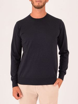 Maglia girocollo uomo Paolo Pecora Milano in lana, slim fit Blu Paolo Pecora Milano