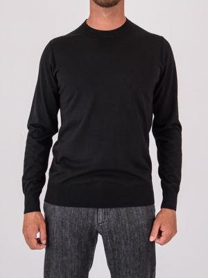 Paolo Pecora Milano men's crew neck sweater in wool, slim fit Black Paolo Pecora Milano