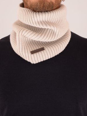 Paolo Pecora Milano men's ribbed wool neck warmer Cream Paolo Pecora Milano