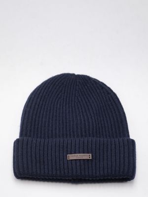 Paolo Pecora Milano Men's Ribbed Pure Wool Hat Blue Paolo Pecora Milano
