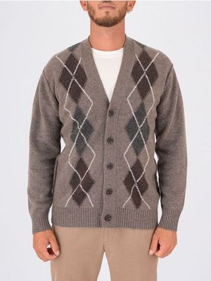 Cardigan homme Paolo Pecora Milano à motif losanges et fermeture à boutons Gris Paolo Pecora Milano