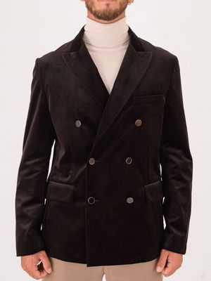 Veste croisée homme Paolo Pecora Milano en velours de coton Brun Paolo Pecora Milano