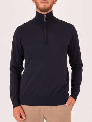 Pull à col roulé pour homme Paolo Pecora Milano en fine laine mérinos Bleu Paolo Pecora Milano