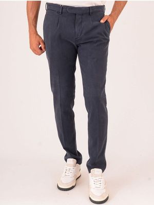 Men's Devorè trousers in fine Tencel and cotton Blue Devorè