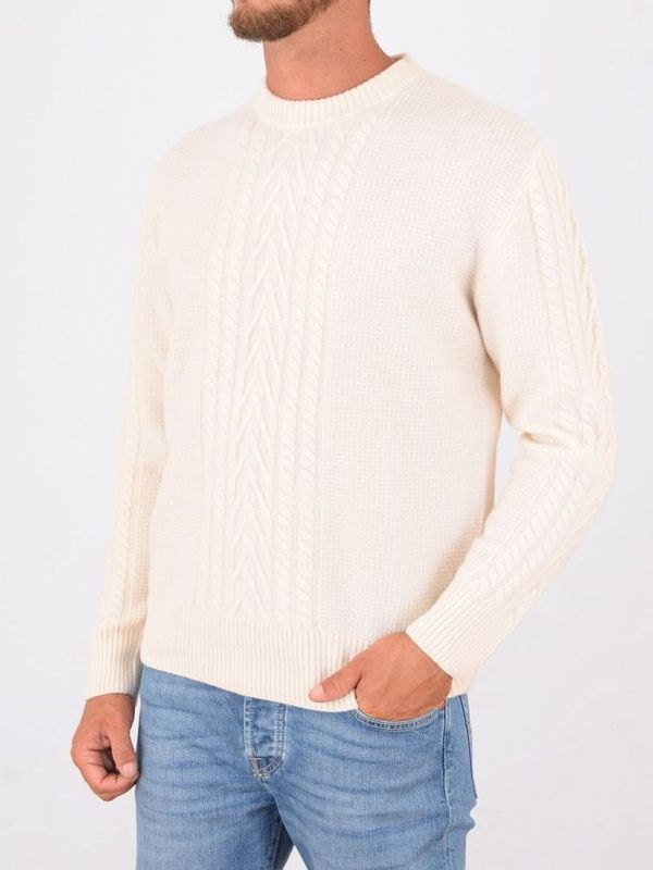 2. Maglione uomo Paolo Pecora Milano in lana motivo a trecce Panna Paolo Pecora Milano a044f004